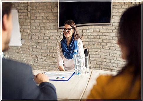 Girl in a job interview