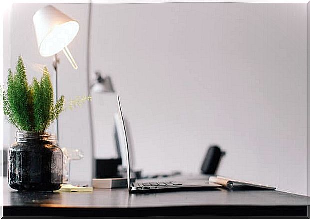 Desk of a worker with computer