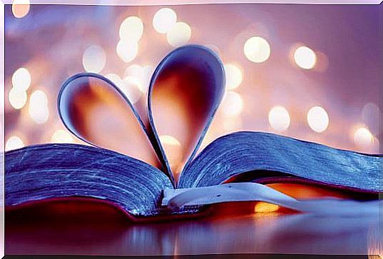 Heart formed with the sheets of a book