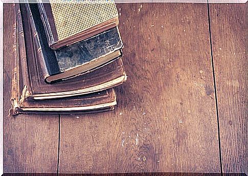 Books stacked on a table