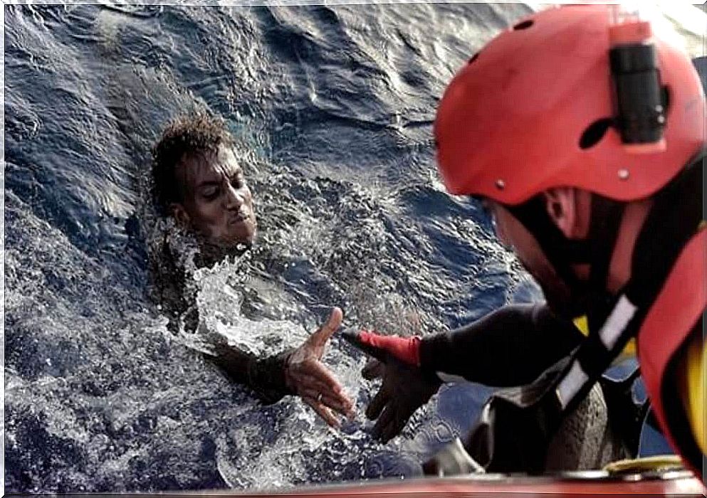 Firefighter saving a man's life