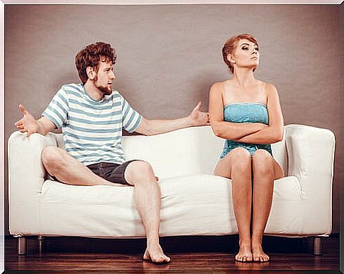 Man and woman having couple conversations