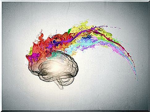 Brain with burst of colors