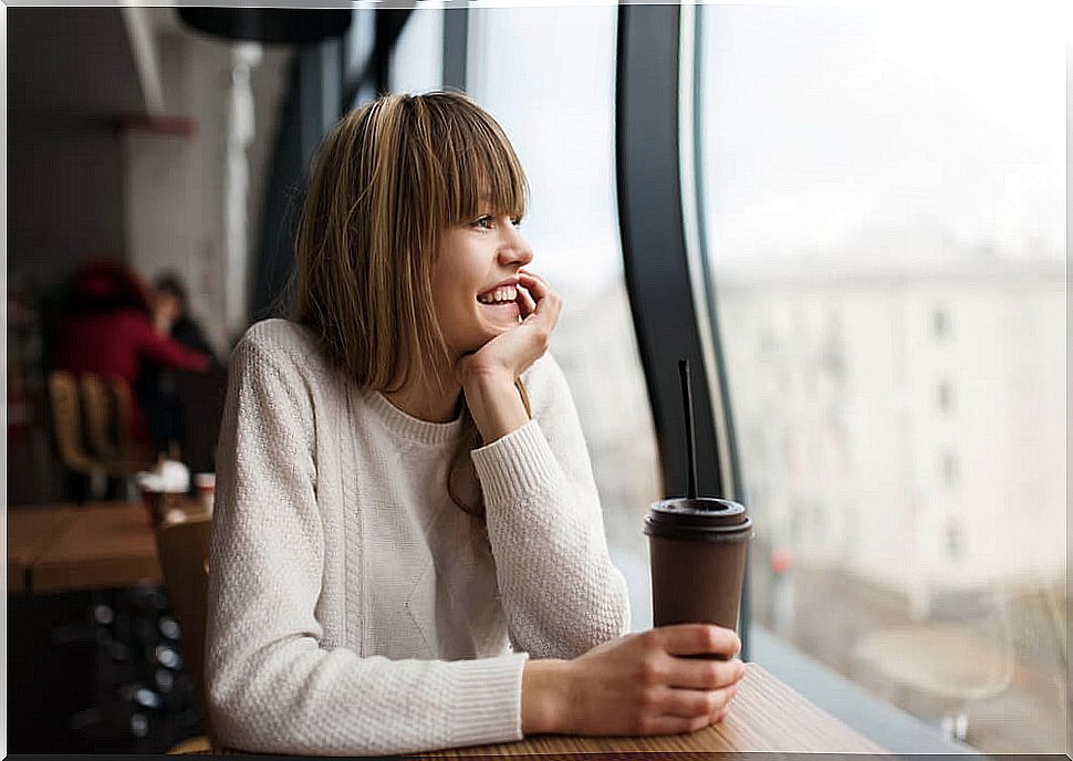 woman in happy solitude