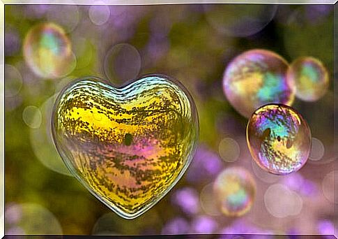 Heart shaped soap bubbles